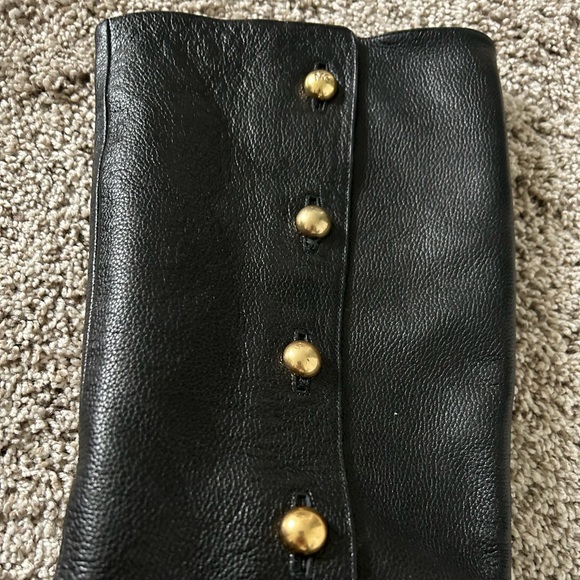 Michael Kors Black Leather Knee High Boots with Gold Buttons and Zipper Size 8 - Picture 8 of 11